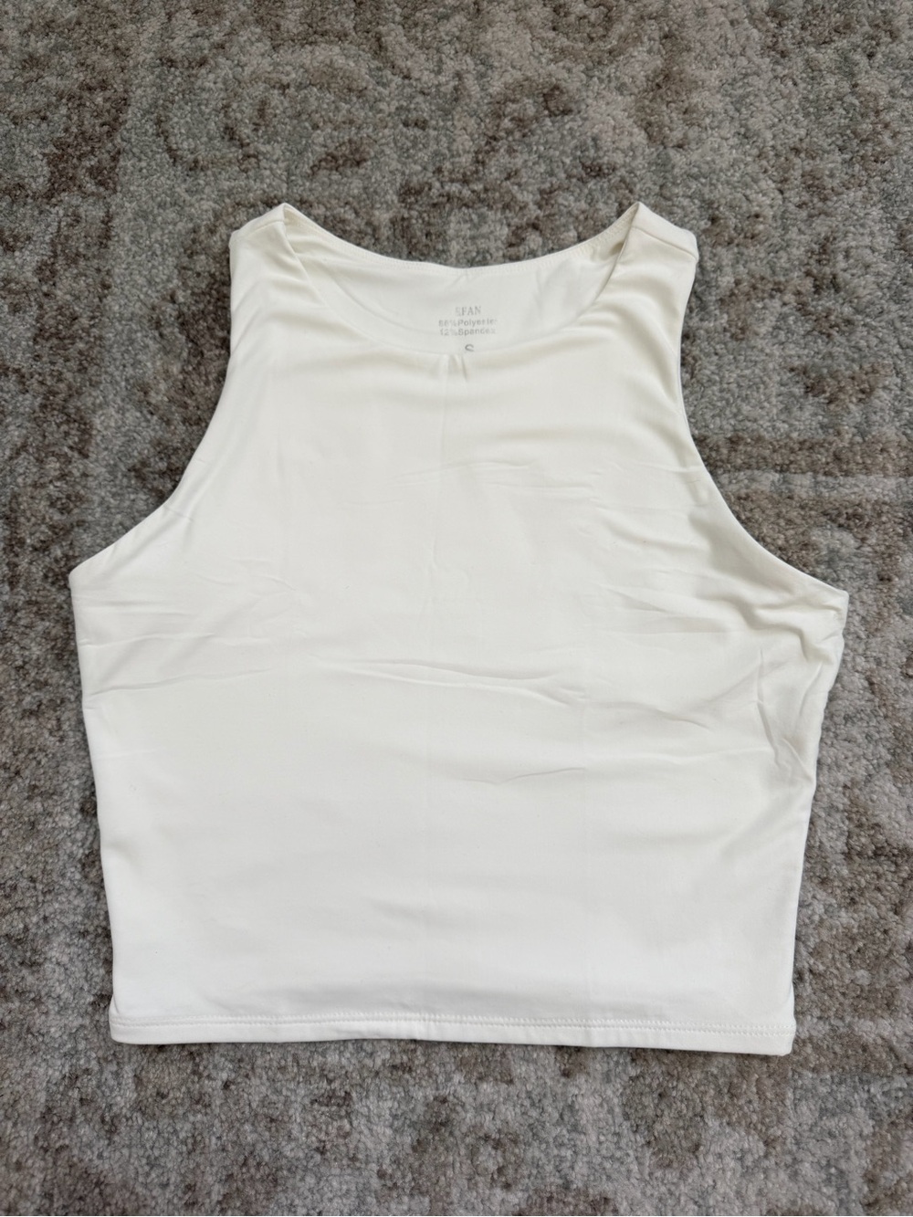 Slim Fit White High-Neck Cropped Tank Top